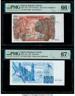 Algeria Banque Centrale d'Algerie 10; 100; 200; 500 Dinars 1.11.1970; 1.11.1981; 3.23.1983; 6.10.1998 Pick 127a; 131a; 135a; 141 Four Examples PMG Gem...