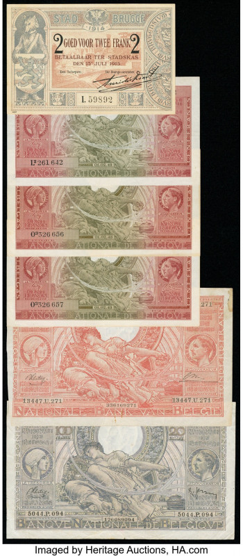 Belgium Group of 12 Examples Very Fine-About Uncirculated. Stains and small hole...