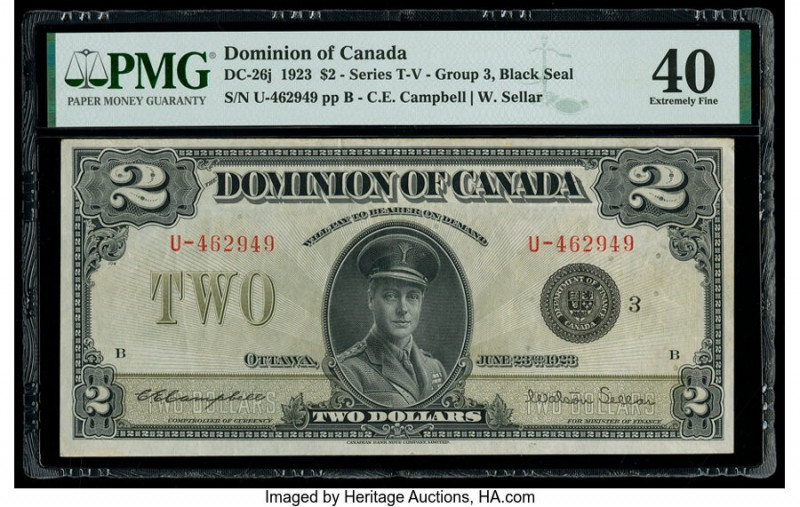 Canada Dominion of Canada $2 23.6.1923 Pick 34j DC-26j PMG Extremely Fine 40. 

...