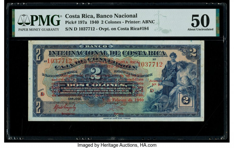 Costa Rica Banco Nacional de Costa Rica 2 Colones 1.2.1940 Pick 197a PMG About U...