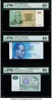 Finland Finlands Bank 10 Markkaa 1980; 1986 Pick 111a; 113a Two Examples PMG Superb Gem Unc 68 EPQ (2); Sweden Sveriges Riksbank 10 Kronor 1976-85 Pic...