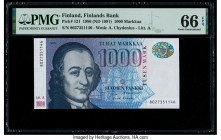 Finland Finlands Bank 1000 Markkaa 1986 (ND 1991) Pick 121 PMG Gem Uncirculated 66 EPQ. 

HID09801242017

© 2020 Heritage Auctions | All Rights Reserv...