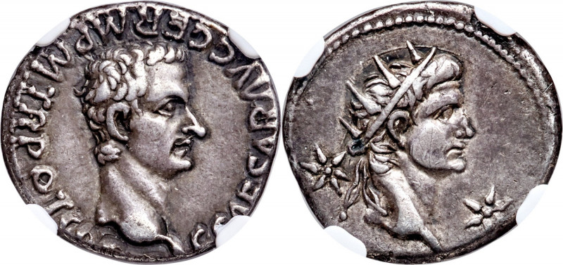 Gaius "Caligula" (AD 37-41), with Divus Augustus (or Tiberius). AR denarius (18m...