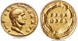 Galba (AD 68-69). AV aureus (20mm, 7.34 gm, 9h). ANACS VF 35, repaired. Rome, July AD 68-January AD 69. IMP SER GALBA AVG, bare head of Galba right / ...