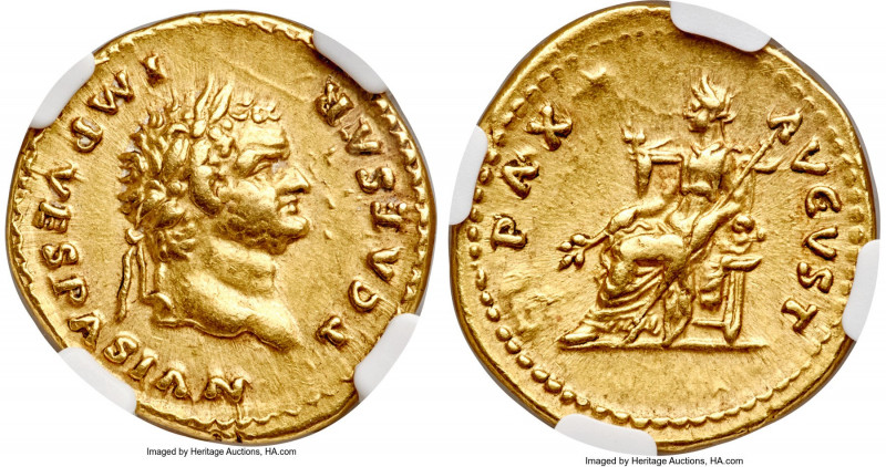 Titus, as Caesar (AD 79-81). AV aureus (20mm, 7.12 gm, 7h). NGC XF 5/5 - 3/5. Ro...