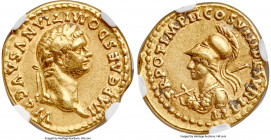 Domitian, as Augustus (AD 81-96). AV aureus (19mm, 7.76 gm, 5h). NGC XF 5/5 - 3/5. Rome, AD 82. IMP CAES DOMITIANVS AVG P M, laureate head of Domitian...