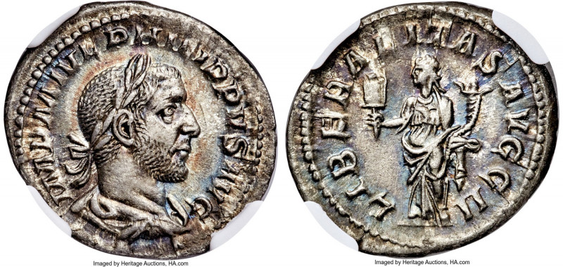 Philip I (AD 244-249). AR denarius (21mm, 3.74 gm, 6h). NGC Choice AU S 5/5 - 4/...