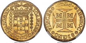 João V gold 20000 Reis 1725-M UNC Details (Cleaned) NGC, Minas Gerais mint, KM117, LMB-249. An imposing example of this widely contested large gold ty...