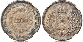 Pedro II silver Pattern 1200 Reis 1842 MS62 NGC, Rio de Janeiro mint, KM-Pn70, LMB-E116, Bentes-E30.04 (R3). A coin that perfectly pairs aesthetic bea...