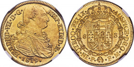 Ferdinand VII gold 8 Escudos 1819 P-FM MS65 NGC, Popayan mint, KM66.2, Cal-1824, Onza-1301, Restrepo-128.33. The first Mint State-certified example of...