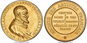 Republic gold Specimen "Society of French Artists - Auguste-Émile Pinchart" Award Medal 1884 SP62 PCGS, 60mm. 142.55gm. A singular medal awarded to Au...