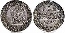 Charles I "Declaration" Crown 1642 AU53 NGC, Oxford mint, KM226.1, Dav-3769, S-2946, N-2405 (R), Brooker-869 var. (there, with two pellets on reverse)...