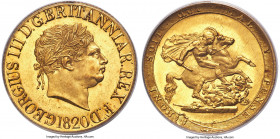 George III gold Sovereign 1820 MS65 PCGS, KM674, S-3785C, Marsh-4. Normal date, open 2 variety. Simply glorious--of a level of quality for George III'...