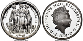 Elizabeth II silver Proof "Three Graces" 10 Pounds (5 oz) 2020, KM-Unl. Mintage: 500. Great Engravers Series. Struck to commemorate the Victorian engr...