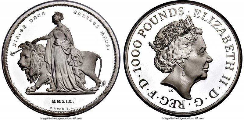 Elizabeth II silver Proof "Una and the Lion" 1000 Pounds (2 Kilos) 2019 PR70 Ult...