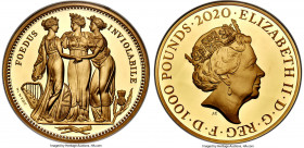 Elizabeth II gold Proof "Three Graces" 1000 Pounds (1 Kilo) 2020 PR70 Ultra Cameo NGC, KM-Unl. Mintage: 20. Great Engravers Series. An issue that need...