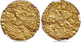 Riga - Duchy. Anonymous gold Counterstamped Ryal ND (c. 1621?) AU53 NGC, KM-Unl., Fr-Unl., Haljak-Unl., Ives, "Counterstamps on English and Continenta...