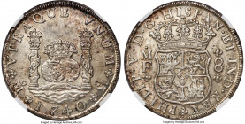 Philip V 8 Reales 1740 Mo-MF MS65 NGC, Mexico City mint, KM103, cf. Elizondo-17 (only listed as an overdate), Calbeto-751, Cal-1456. An early series d...
