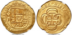 Philip V gold Cob 8 Escudos 1715 Mo-J MS63 NGC, Mexico City mint, KM57.2, Cal-2214 (this coin), Onza-398 (Extremely Rare), Oro Macuquino-398 (Extremel...