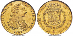 Charles III gold 8 Escudos 1767 LM-JM MS62 NGC, Lima mint, KM70, Cal-1920, Onza-681 (Very Rare). Rat-nose bust type. The penultimate date that saw the...