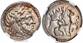 MACEDONIAN KINGDOM. Philip II (359-336 BC). AR tetradrachm (24mm, 14.44 gm, 9h). NGC Choice MS 5/5 - 5/5. Posthumous issue of Amphipolis, ca. 323-315 ...