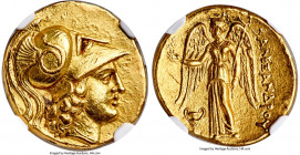 MACEDONIAN KINGDOM. Alexander III the Great (336-323 BC). AV stater (18mm, 8.54 gm, 3h). NGC Choice AU 5/5 - 2/5, edge damage. Lifetime issue of Tarsu...