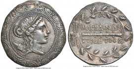 MACEDON UNDER ROME. First Meris. Ca. 167-148 BC. AR tetradrachm (34mm, 16.86 gm, 8h). NGC Choice VF S 5/5 - 5/5. Ca. 158-150 BC. Bust of Artemis right...