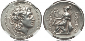 THRACIAN KINGDOM. Lysimachus (305-281 BC). AR tetradrachm (29mm, 17.02 gm, 12h). NGC Choice XF 5/5 - 4/5. Abydus, ca. 297-281 BC. Diademed head of dei...