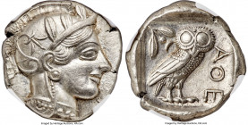 ATTICA. Athens. Ca. 440-404 BC. AR tetradrachm (25mm, 17.19 gm, 7h). NGC MS S 5/5 - 5/5. Mid-mass coinage issue. Head of Athena right, wearing earring...