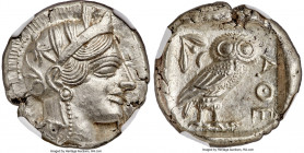 ATTICA. Athens. Ca. 440-404 BC. AR tetradrachm (25mm, 17.19 gm, 4h). NGC MS 5/5 - 5/5. Mid-mass coinage issue. Head of Athena right, wearing earring, ...