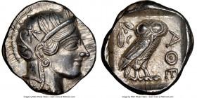 ATTICA. Athens. Ca. 440-404 BC. AR tetradrachm (26mm, 17.17 gm, 7h). NGC MS 5/5 - 4/5. Mid-mass coinage issue. Head of Athena right, wearing earring, ...