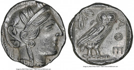 ATTICA. Athens. Ca. 440-404 BC. AR tetradrachm (25mm, 17.16 gm, 9h). NGC MS 5/5 - 4/5. Mid-mass coinage issue. Head of Athena right, wearing earring, ...