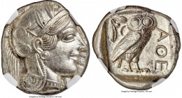 ATTICA. Athens. Ca. 440-404 BC. AR tetradrachm (25mm, 17.21 gm, 2h). NGC MS 5/5 - 4/5. Mid-mass coinage issue. Head of Athena right, wearing earring, ...