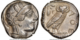 ATTICA. Athens. Ca. 440-404 BC. AR tetradrachm (24mm, 17.18 gm, 9h). NGC MS 5/5 - 4/5. Mid-mass coinage issue. Head of Athena right, wearing earring, ...