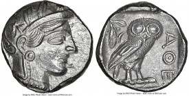ATTICA. Athens. Ca. 440-404 BC. AR tetradrachm (23mm, 17.16 gm, 9h). NGC MS 5/5 - 4/5. Mid-mass coinage issue. Head of Athena right, wearing earring, ...