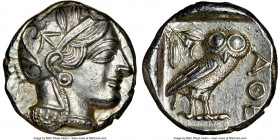 ATTICA. Athens. Ca. 440-404 BC. AR tetradrachm (24mm, 17.18 gm, 3h). NGC MS 5/5 - 4/5. Mid-mass coinage issue. Head of Athena right, wearing earring, ...