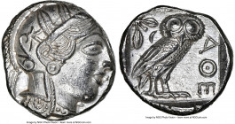 ATTICA. Athens. Ca. 440-404 BC. AR tetradrachm (23mm, 17.16 gm, 3h). NGC MS 5/5 - 4/5. Mid-mass coinage issue. Head of Athena right, wearing earring, ...