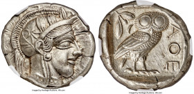 ATTICA. Athens. Ca. 440-404 BC. AR tetradrachm (25mm, 17.19 gm, 5h). NGC AU S 5/5 - 5/5, Full Crest. Mid-mass coinage issue. Head of Athena right, wea...