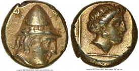 LESBOS. Mytilene. Ca. 377-326 BC. EL sixth-stater or hecte (10mm, 2.56 gm, 6h). NGC Choice XF 5/5 - 4/5. Head of young Cabeiros right, wearing wreathe...