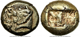 LYDIAN KINGDOM. Alyattes or Walwet (ca. 620-560 BC). EL sixth-stater or hecte (10mm, 2.39 gm). NGC Choice XF 5/5 - 3/5, scratches. Lydo-Milesian stand...