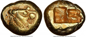LYDIAN KINGDOM. Alyattes or Walwet (ca. 610-546 BC). EL third-stater or trite (12mm, 4.69 gm). NGC Choice XF 4/5 - 4/5. Uninscribed, Lydo-Milesian sta...