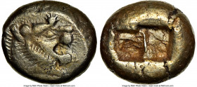 LYDIAN KINGDOM. Alyattes or Walwet (ca. 610-546 BC). EL third-stater or trite (12mm, 4.71 gm). NGC Choice XF 5/5 - 2/5, brushed. Uninscribed issue, Ly...