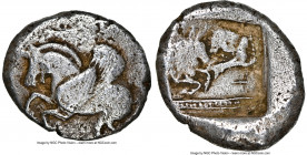 LYCIAN DYNASTS. Uncertain ruler. Ca. 480-430 BC. AR stater (21mm, 9.18 gm, 10h). NGC VF 4/5 - 3/5. Pegasus flying left / Confronted foreparts of bull ...