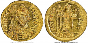 Phocas (AD 602-610). AV solidus (21mm, 4.48 gm, 6h). NGC Choice MS 4/5 - 5/5. Constantinople, 5th officina, AD 607-609. d N N FOCAS-PЄRP AVG, crowned,...
