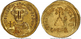 Constans II Pogonatus (AD 641-668). AV solidus (19mm, 4.45 gm, 6h). NGC Choice MS 5/5 - 5/5. Constantinople, 2nd officina, dated Indictional Year 6 (A...