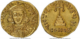 Tiberius III Apsimar (AD 698-705). AV solidus (20mm, 4.43 gm, 7h). NGC MS 5/5 - 4/5, brushed. Constantinople, 8th officina. D tIbЄRI-ЧS PЄ-AV, crowned...