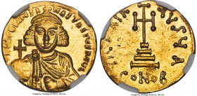 Anastasius II Artemius (AD 713-715). AV solidus (19mm, 4.47 gm, 7h). NGC MS 4/5 - 4/5. Constantinople, 1st officina. d N APTЄMIЧS A-NASTASIЧS MЧL, bus...