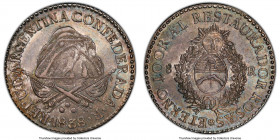 La Rioja. Provincial 8 Reales 1838-R MS62, La Rioja mint, KM8, Janson-55.2. Coin alignment. A highly attractive and impressively struck rendition of t...