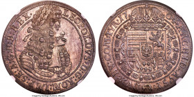 Leopold I Taler 1704/3 MS64 NGC, Hall mint, KM1303.4, Dav-1003. Rarely available in overdate form with moderate toning, apparent underlying shimmer, a...