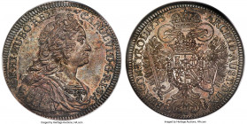 Karl VI Taler 1733 MS62 NGC, Hall mint, KM1639.1. DAV-1055.Extremely attractive and wholly near-choice, the smooth charcoal appearances tinged with a ...